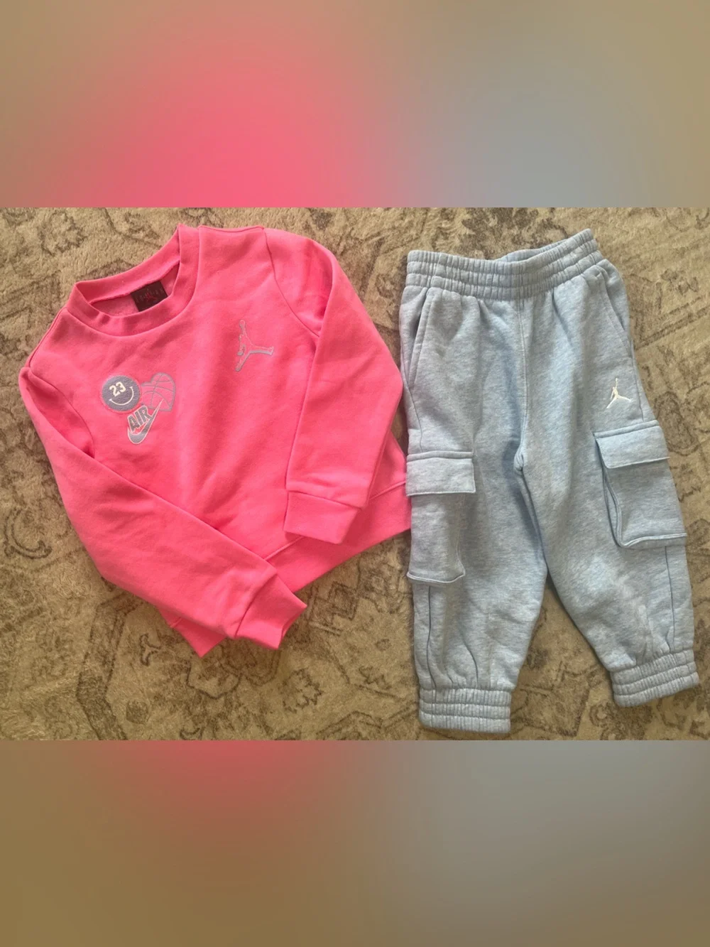 Jordan kids' sweatshirt and cargo joggers tracksuit set cobalt bliss heather - Picture 6 of 9